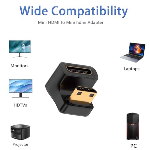 Adaptador Mini HDMI 8K 180° macho a hembra con LED miniatura 4