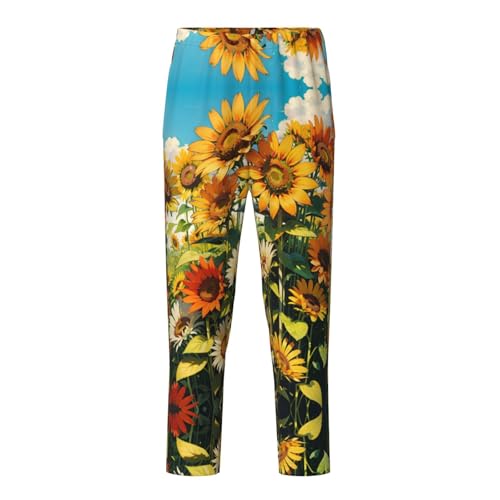 Pajama Pants Pajama Bottoms with Elastic Waistband Sleepwear Lounge Pants, Sunflowers