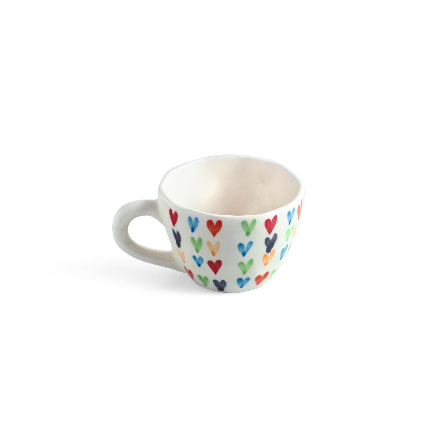 Colourful Hearts Ceramic Coffee Mugs - Set of 2 -4