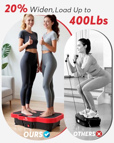 Image of Vibration Plate Exercise Machine, 8000 Vibrations /min Adjustable Fitness Platform, 400 Lbs Capacity Whole Body Workout Extra Large Size Platform with Bluetooth for Weight Loss, Women & Men