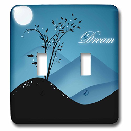 3dRose LSP_165236_2 - Silueta elegante de árbol en la colina con interruptor doble de luna, multicolor