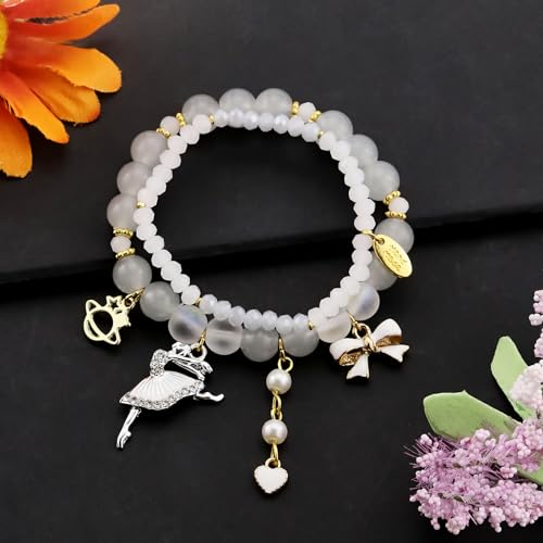 Image of Ballerina Bracelet Dance Recital Bracelet Ballerina Blue Bracelet Cute Ballerina Dance Beaded Bracelet Ballerina Friendship Bracelets Ballerina Party Jewellery