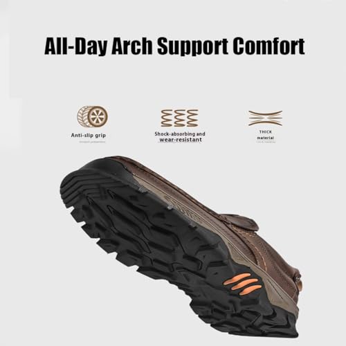 Enjerr Orthopedic Balance Shoes Men, Men's Orthopedic Hands-Free Genuine Leather Slip On Loafers-Arch Support2