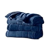 King Velvetplush Electric Heated Blanket 10 Heat Settings Preheat Feature 2 Digital Controllers, Blue