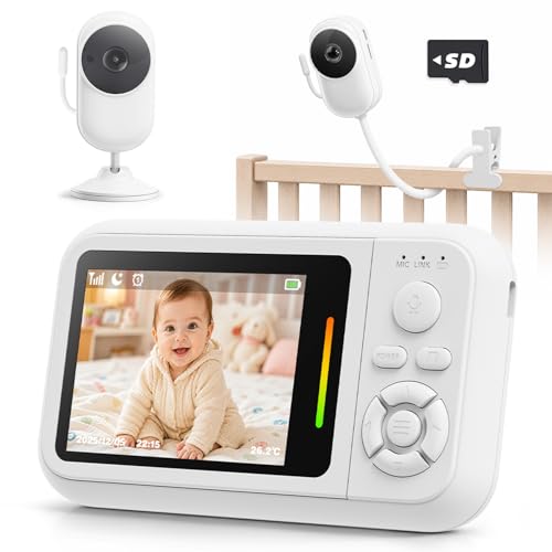 Elzeeo Baby Monitor with Camera and Audio 2.8 Screen No WiFi Baby Monitor for Nursery and Travel Portable Baby Camera Monitor with Auto Night Vision VOX 2-Way Talk Temperature Sensor & Lullabies