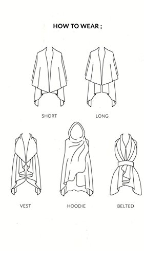 Look By M Women's Draped 4 in 1 Multi Ways Basic Shawl Vest2