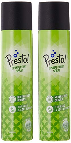 Amazon Brand – Presto! Multi-Purpose Surface Disinfectant Spray With 99.99% Germ Kill – 250 Ml (Pack Of 2)