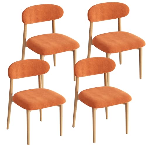 YUUIJOAA Küchenstühle 4er Set,Stühle Esszimmer,Dining Chair mit Fester Rückenlehne für den Essbereich im Landhausstil,Belastung 136kg (ORANGE)