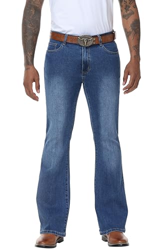 Men's Stretch Slim Fit Bell Bottom Cowboy Denim Disco Pants Flared Jeans-31 Inseam2