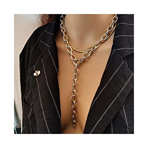 AdorabFruit Punky gótico Collar Fornido Collares de Cadena Larga de la Roca Collares Conjunto Hombres Mujeres (Metal Color : Gold) Cover