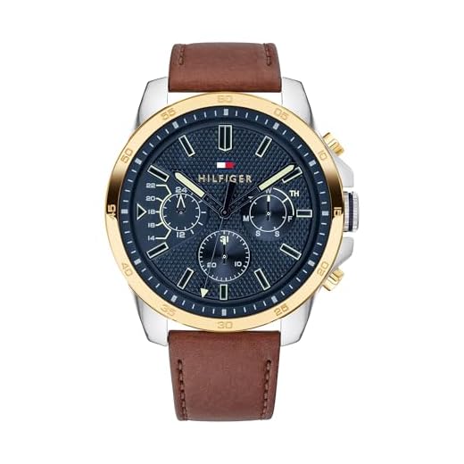 Tommy Hilfiger herr analog multiurtavla klocka med läderrem 1791561
