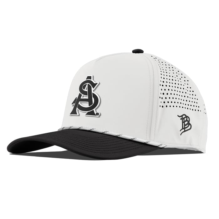 Branded Bills Officially Licensed x Arizona State Sun Devils White/Black Curved 5-Panel Vintage ASU Team Logo College Collection PVC