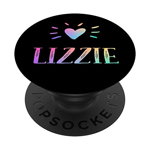 Lizzie Gift Heart Rainbow Watercolor Love Heart Name Lizzie PopSockets PopGrip: Swappable Grip for Phones & Tablets