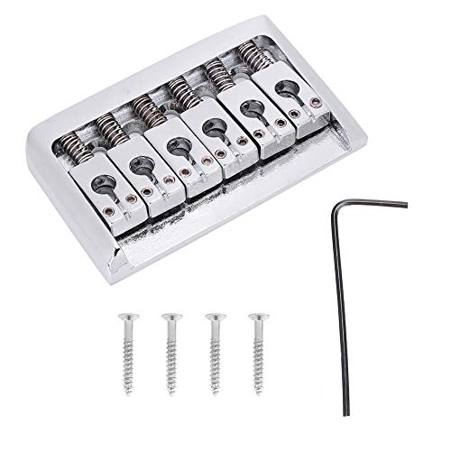 Electric Guitar Bridge, Metal Guitar Hardtail Fixed Bridge Saddle for 6-String Electric Guitar(Silver)