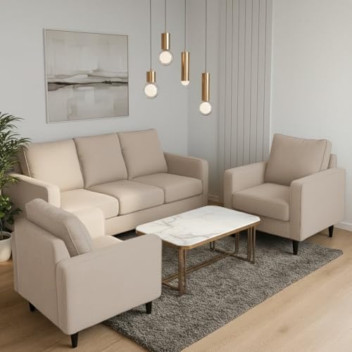 Image of The MM Furniture store Premium Fabric Sofa - Champagne (3+1+1 Seater)