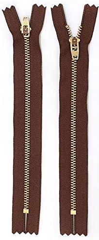 Brass Jeans/Pants YKK #4.5 Zippers - Color Light Brown (2 Zippers Per Pack) (4" Inches)