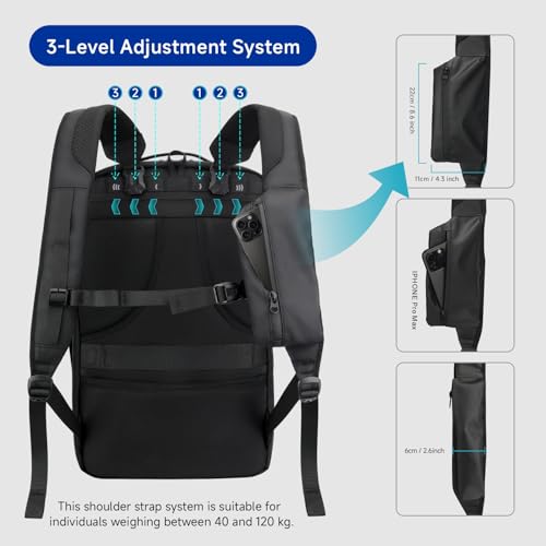 SWICKY Laptop Black Travel backpack,Durable Large big 40L Weekender Bag Daypack Fits 17.3 Inch Laptop,carry on Flight Approved Luggage Hand Water-resistant Lightweight Business Rucksack4