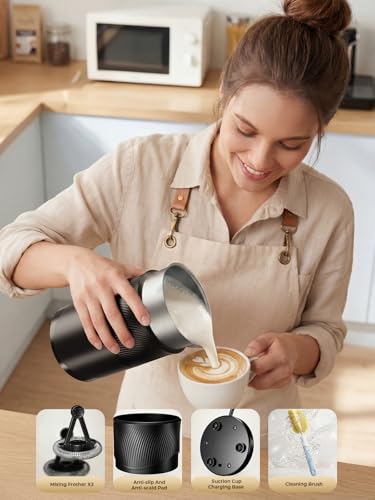 Ecoflarix 350ml Electric Milk Frother: 4-in-1 Hot & Cold,120s Fast Frothing - image 5