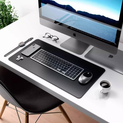 MousePad Desk Pad em Couro Ecologico 90x40cm + Porta-Copos Premium