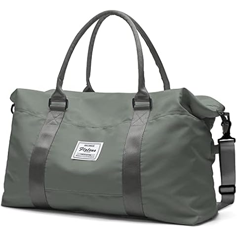 Large Travel Tote Bag, Waterproof Expandable Duffel Gym Tote Bag,Weekender Carry On Overnight Bags for Women with Trolley Sleeve Wet Pocket,travel duffel bags, F-Green-Large Cover