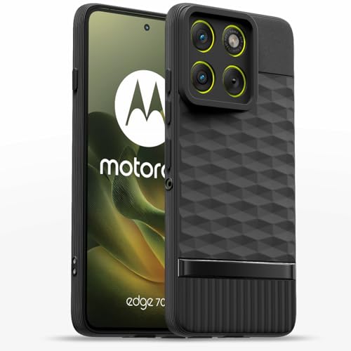 Image of Pikkme Back Cover for Motorola Moto Edge 70 5G Soft Grip 3D Hexa Cube Texture Silicone Bumper Case (Black)
