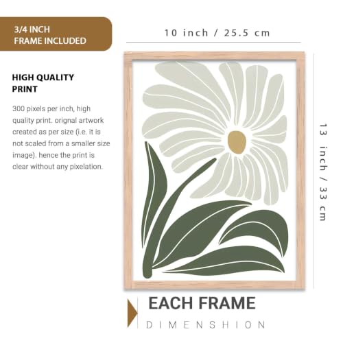 Image of kotart Aesthetic Boho Floral Art Home Decoration Painting | Floral Paintings With Frame For Living Room Bed Room Hotel Wall Decor Digital Reprint Set of 3 (10X13 inch)