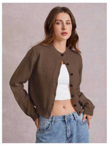 Image of SOLY HUX Women's Button Down Cropped Lightweight Cardigan Sweater Cute Fall Fashion 2026