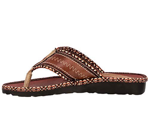 Cowboy Professional Men's Rustic Cognac Brown Leather Sandals Authentic Mexican Huaraches Flip Flops2