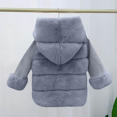 wodceeke Girls Faux Fur Coat Fluffy Furry Hooded Jacket Winter Warm Shaggy Parka Plush Outerwear for Kids 2-11 Years2