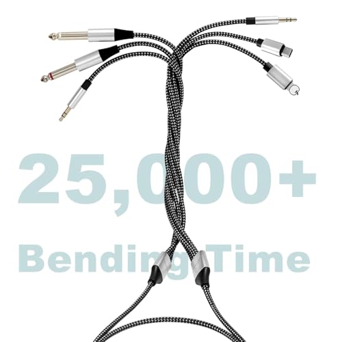 Cable Auxiliar 3.5mm a 6.35mm USB-C 2m con DAC Hi-Fi miniatura 5