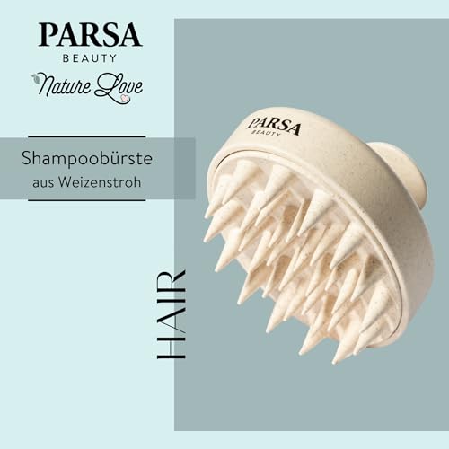 PARSA Beauty Nature Love Shampoobürste Beige – Shampoobürste mit Weizenstroh, sanfte Kopfhautmassage, ergonomischer Griff, nachhaltige Haarpflege, Massagebürste für Haare und Kopfhaut, vegan
