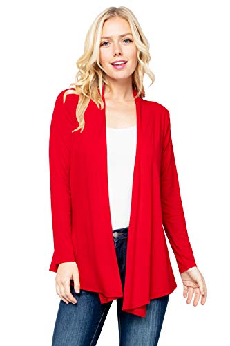 Image of Women's Drape Front Open Cardigan Long Sleeve (S-2X, Made in USA)