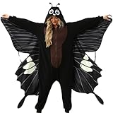 CWDGAGANB Adult Black Butterfly Onesie Pajamas Butterflies Costume Halloween Costumes Cartoon Cosplay Sleepwear for Women Men M