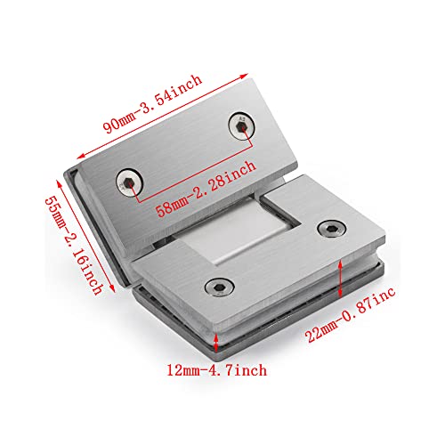 Ranbo Heavy Duty Shower Glass Door Hinge, Solid One-Piece Precision Cast with 5mm Thick 304 Stainless Steel, Modern Style - Image 2