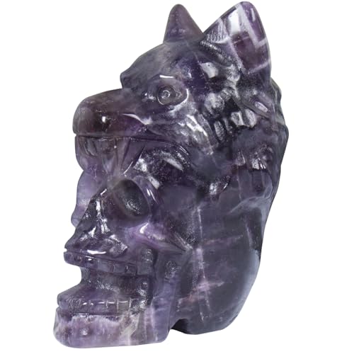 Figura Decorativa Calavera de Cristal con Cabeza de Lobo