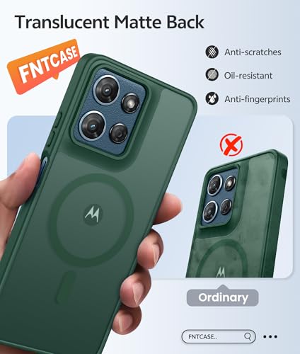 Image of FNTCASE for Moto G 2026 /2025 Case: Motorola Moto G Play 5G 2026 Case [Compatible with Magsafe] Translucent Matte Cases with [Screen Protector] Military Grade Shockproof Protective Phone Cover -Green