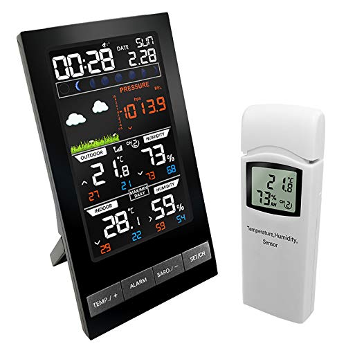 Wetterstation Drahtloses Outdoor-Hygrometer Digitales Thermometer mmHg Barometer Digitales Hygrometer Wecker Wettervorhersage