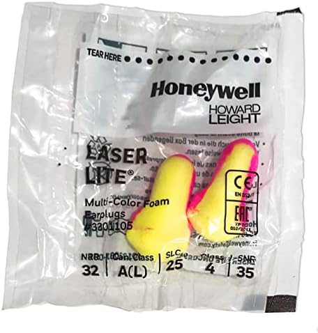 Howard Leight 3301105 Laser Lite Ear Plugs, Pink&Yellow, 20 Pairs