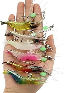 Avlcoaky Shrimp Lure Bass Fishing Saltwater, Glow Soft Artificial Shrimp Baits for Speckled Trout, Flounder, Redfish