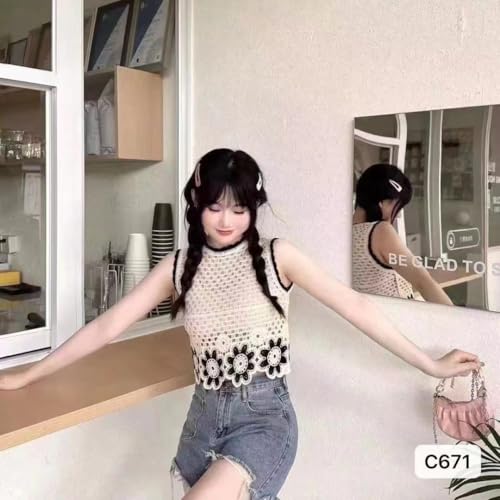 Image of ICW Women Embroidery Sleeveless Knit Boho Crochet Vest Crop Cami Tank Top 153