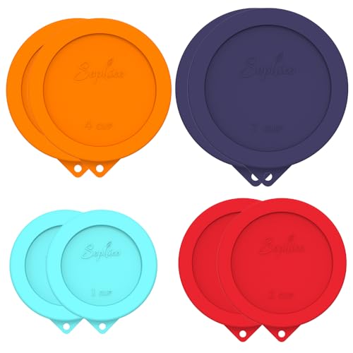 Sophico Round Silicone Storage Cover Lids Replacement for Anchor Hocking and Pyrex Glass Bowls (Container not Included) (4 Size, 8 Pack)