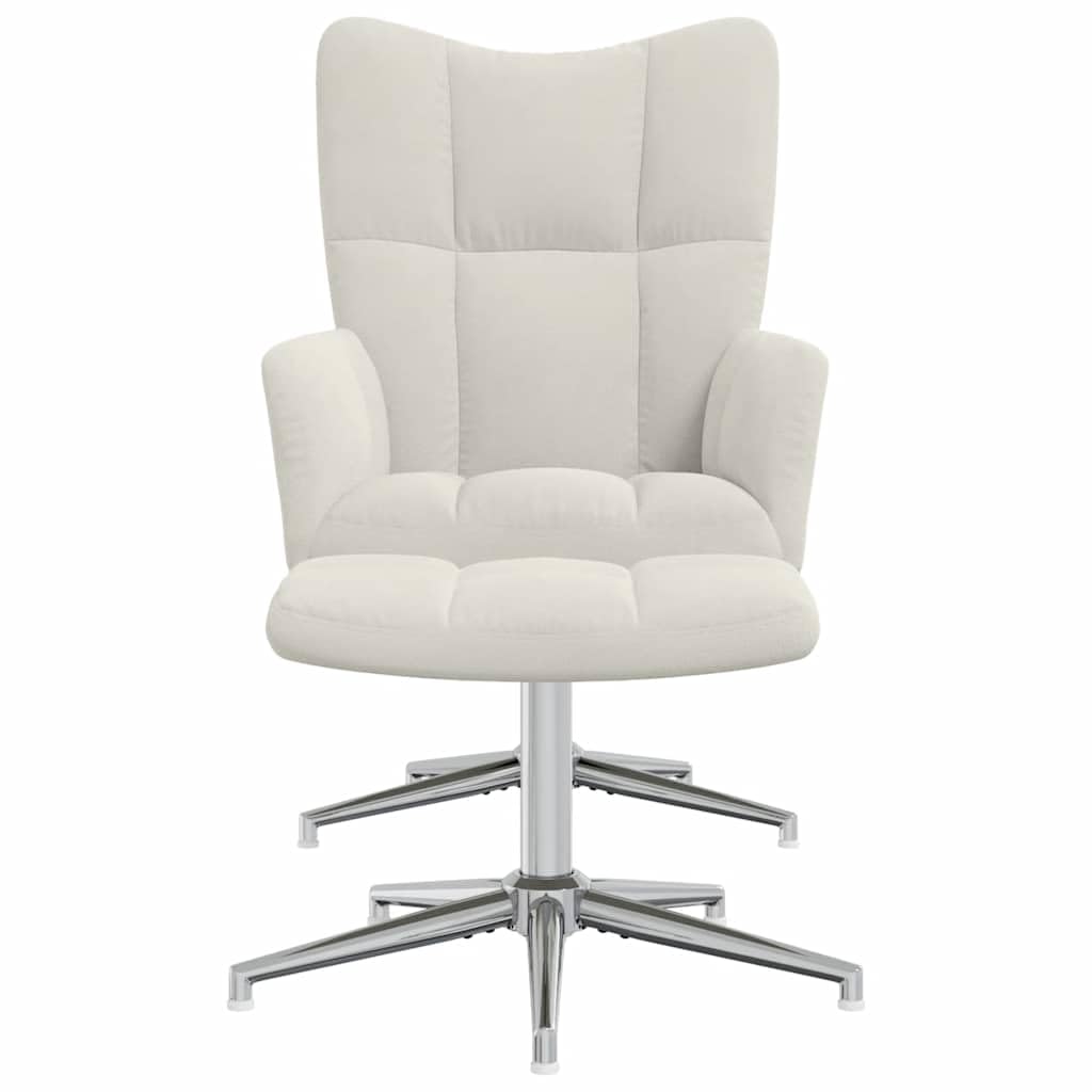 Silla de relajación (terciopelo blanco crema), diseño de taburete giratorio de 360º, 62 x 68 x 98 cm, silla de lectura cómoda con estructura de acero, para salón, dormitorio, oficina