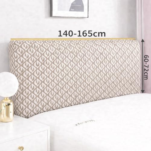 Image of HOMETHREADS Stretchable Lycra /Velvet Bed Cover | Soft, Dust-Proof & Wrinkle-Resistant Bed Back Protector | Fits Leather, Wooden & Fabric Bedsides (Beige, 150x65Cm)