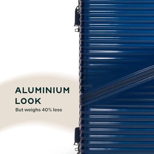 Image of Assembly 24-Inch Trolley Bag Medium Size with 8 Wheels & TSA Lock, Polycarbonate Hard Shell Check in Luggage Trolley for Weekend & Business Travel Trips, Blue