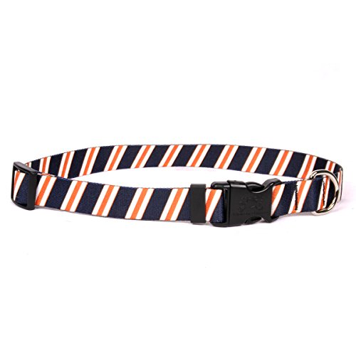 Image of Yellow Dog Design Team Spirit Navy, Orange and White Dog Collar-Size X-Small-3 /8 Wide and fits Neck 8 to 12 inch