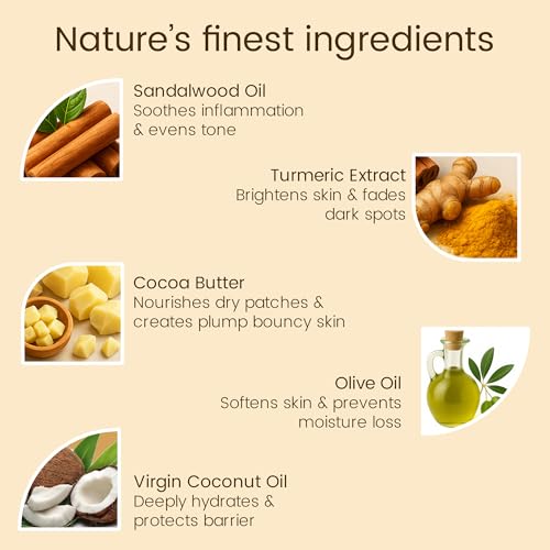 Image of Naija Organics Sandalwood & Turmeric Natural Bath Soap | Skin Brightening, Deep Moisturizing, Chemical-Free, Handmade Soap| Haldi & Chandan Body Soap | For Men & Women, All Skin Types - 100g