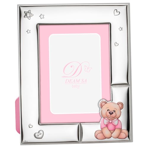Portafotos Laminado en Plata de Ley 925‰ Infantil con diseño de Osito, fotos de 10x15 cm. (R236-3)