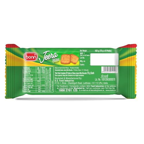 Image of BONN Jeera Bite Biscuits | Super Saver Pack of 2 | 900 Grams | Jeera Biscuits | Tea-time treats | Crunchy jeera | (Pack Of 2, 900, gram)