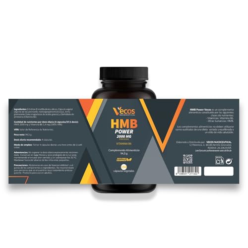 HMB puro con Vitamina B6 para Ganar Masa Muscular, Potenciar tus Músculos y Anticatabolico | Mejora el Rendimiento Deportivo | 150 cápsulas | APTO VEGANOS