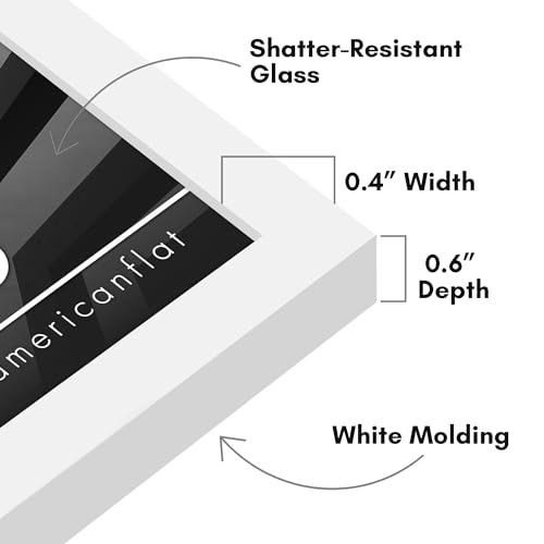 Americanflat 6x8 Picture Frame with Shatter-Resistant Glass - Streamline Collection - Thin Border Photo Frame for Tabletop and Wall Display - Hanging Hardware and Easel Stand Included - White